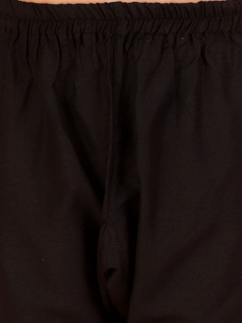 Vastramay Black Georgette Embroidered Kurta Pyjama Baap Beta Set